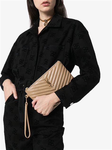 ysl large monogram clutch|ysl monogram clutch dark beige.